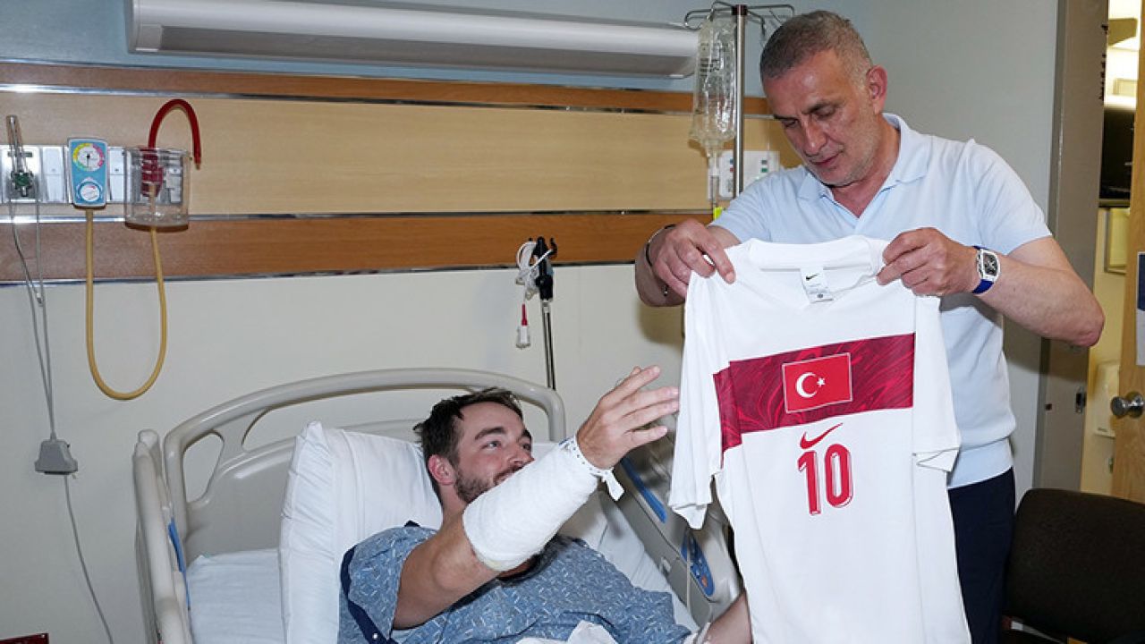 A Milli Takım'a eşlik ederken kaza geçiren polise TFF Başkanı İbrahim Hacıosmanoğlu'ndan ziyaret