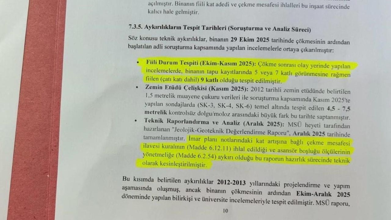 Gebze’deki çöken bina ile ilgili nihai rapor savcılığa sunuldu