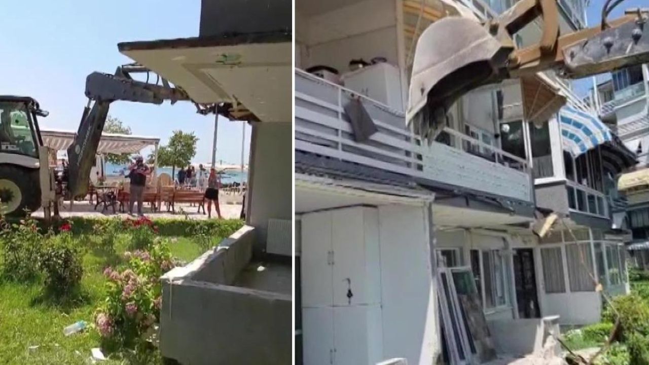 20 santimetrelik balkon çıkıntısı için kepçeli yıkıma ev sahipleri isyan etti