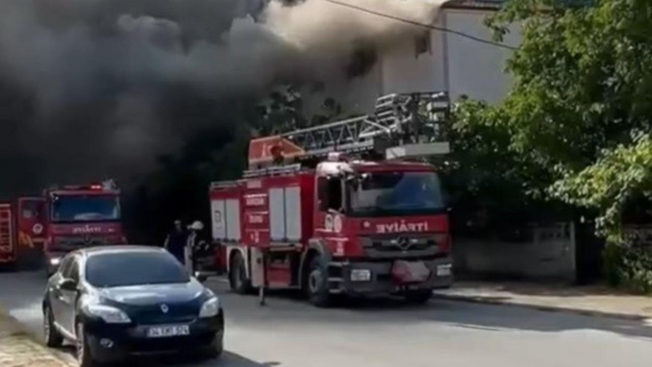 Sakarya'da iki katlı binanın çatısında yangın