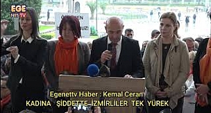 Kadına şiddette İzmirliler tek yürek.
